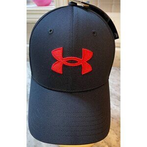 NEW Under Armour CHINA Black Fitted Embroidered Red Hat Cap Adult S/M Small Med